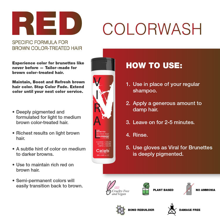 Viral Colorwash Cleanse+Color Red For Brunettes
